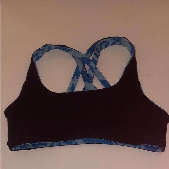 girls blue design and black reversible sports bra - Picture 3 of 4